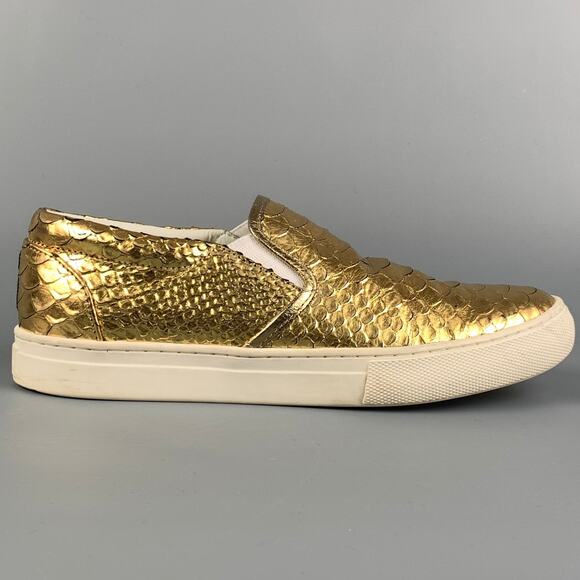MARC JACOBS Size 7.5 Gold Textured Leather Slip On Sneakers - Picture 1 of 1